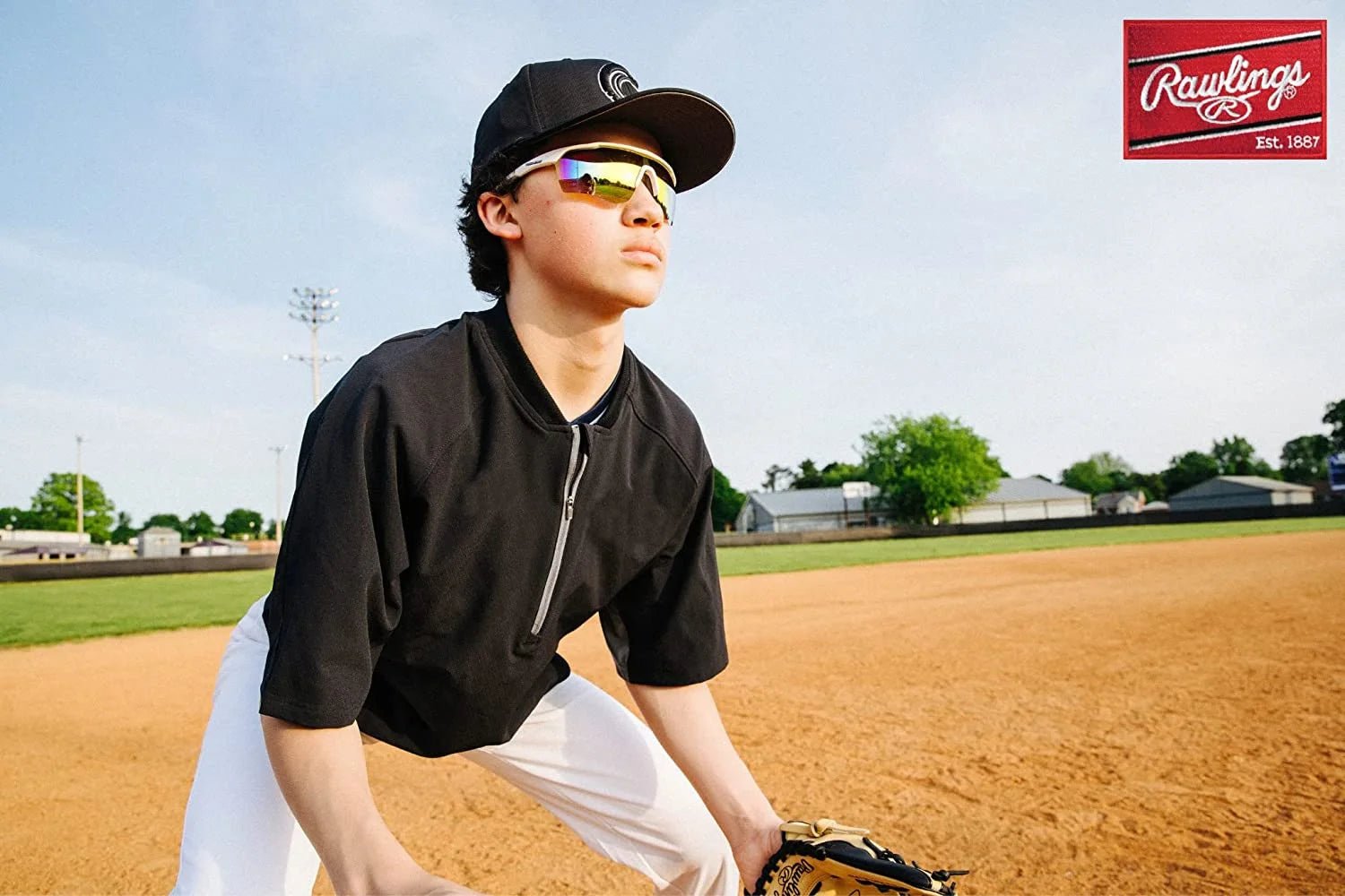 132 Adult Sport Shield Baseball Softball Sunglasses (White/Blue) - APEX