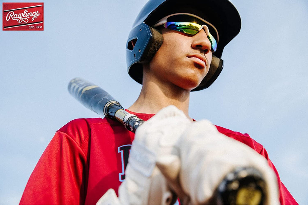 132 Adult Sport Shield Baseball Softball Sunglasses (White/Blue) - APEX