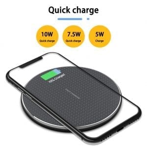 DC-THE CEO 15W fast wireless charger pad with a sleek design and non-slip surface, ideal for charging smartphones.