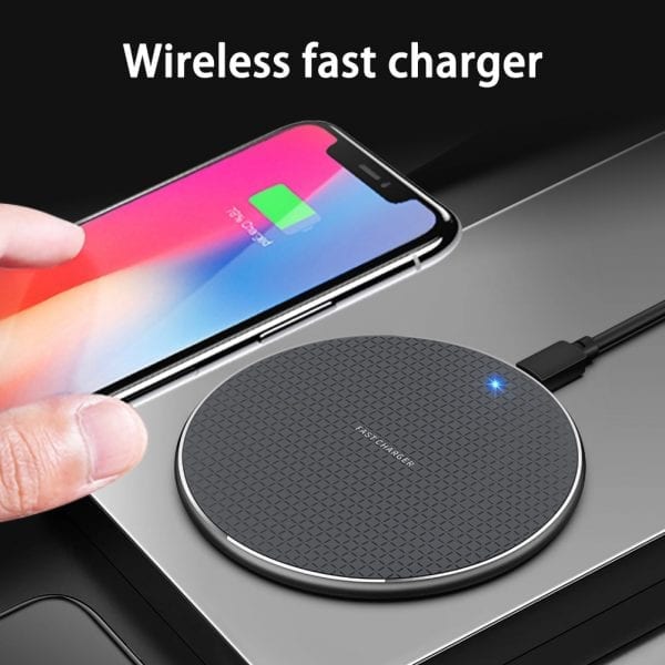 DC-THE CEO 15W Fast Wireless Charger Pad in sleek design, perfect for charging smartphones without cables.