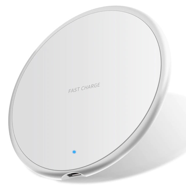 DC-THE CEO 15W fast wireless charger pad in sleek white design, featuring a minimalist look and smooth surface.
