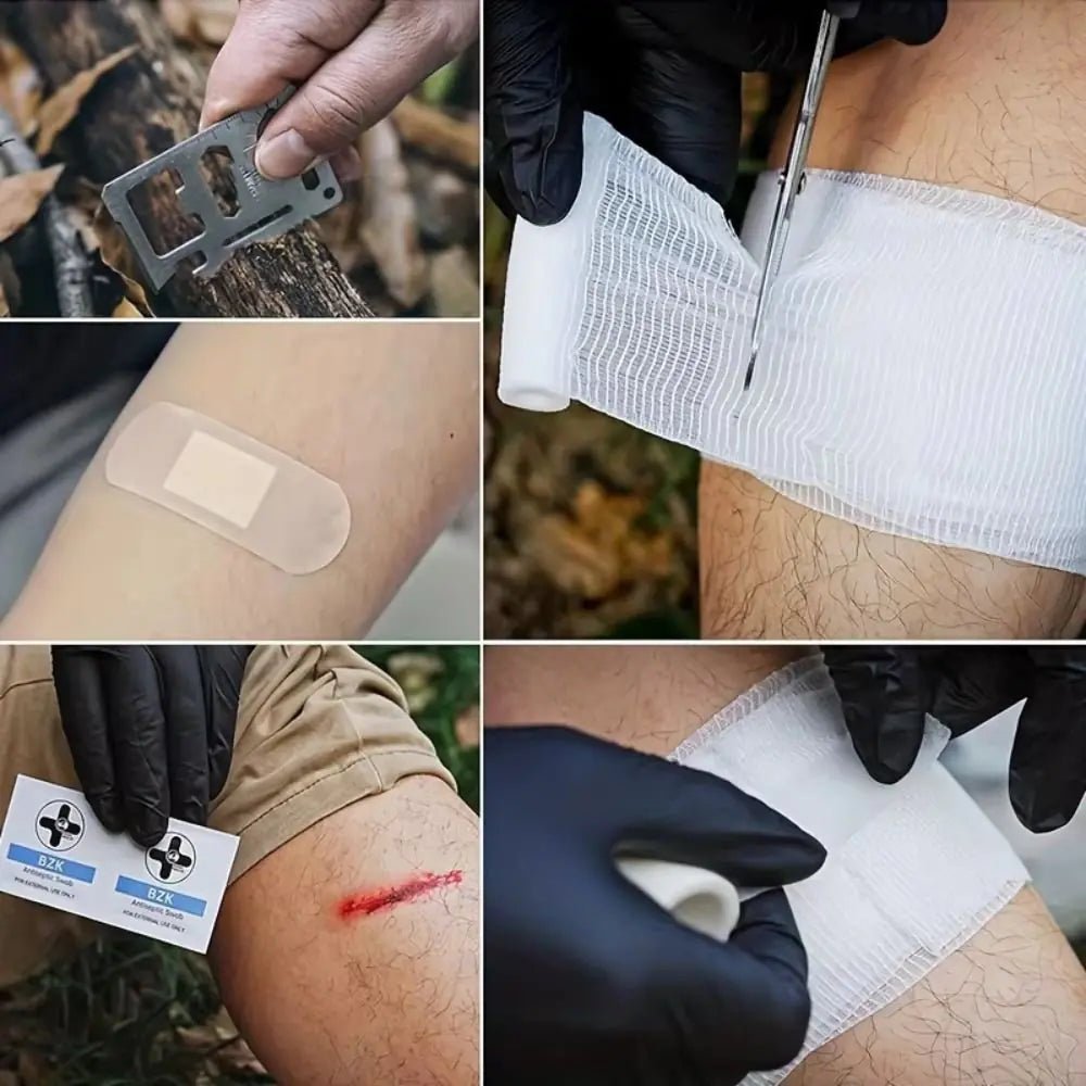 APEX 188-Piece Emergency First Aid Kit with bandages, antiseptic wipes, and medical supplies in a compact case.