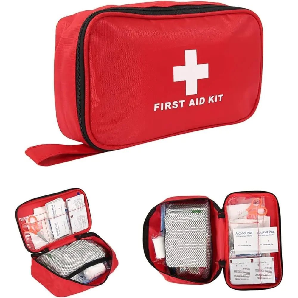 APEX 188-Piece Emergency First Aid Kit with assorted bandages, antiseptics, and medical supplies in a compact case.