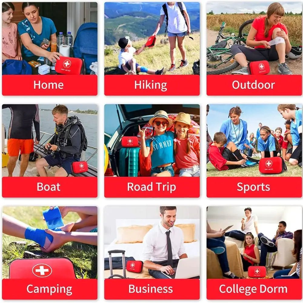 APEX 188-Piece Emergency First Aid Kit with various medical supplies and organized storage case.