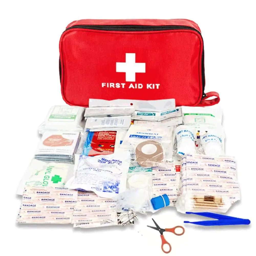 APEX 188-piece emergency first aid kit with assorted bandages, antiseptics, and medical supplies in a portable case.