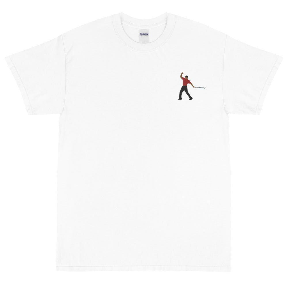 Golfer Paradise 2005 Fist Embroidery T-Shirt featuring a bold fist design on a comfortable fabric.