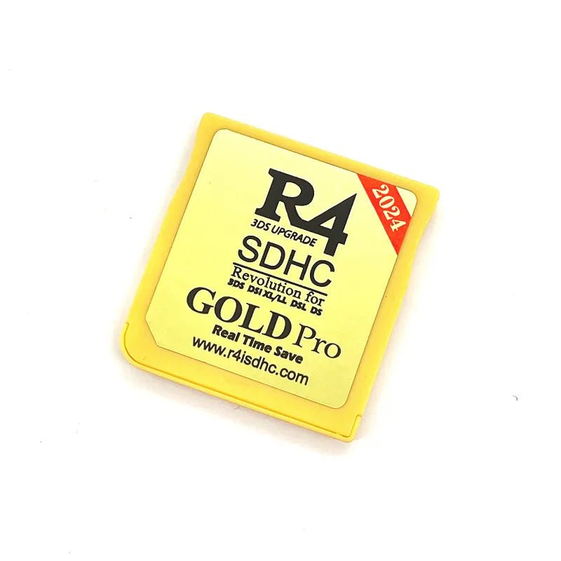 APEX R4 Gold Pro SDHC cartridge for DS/3DS/2DS with USB, featuring a sleek design and clear label.