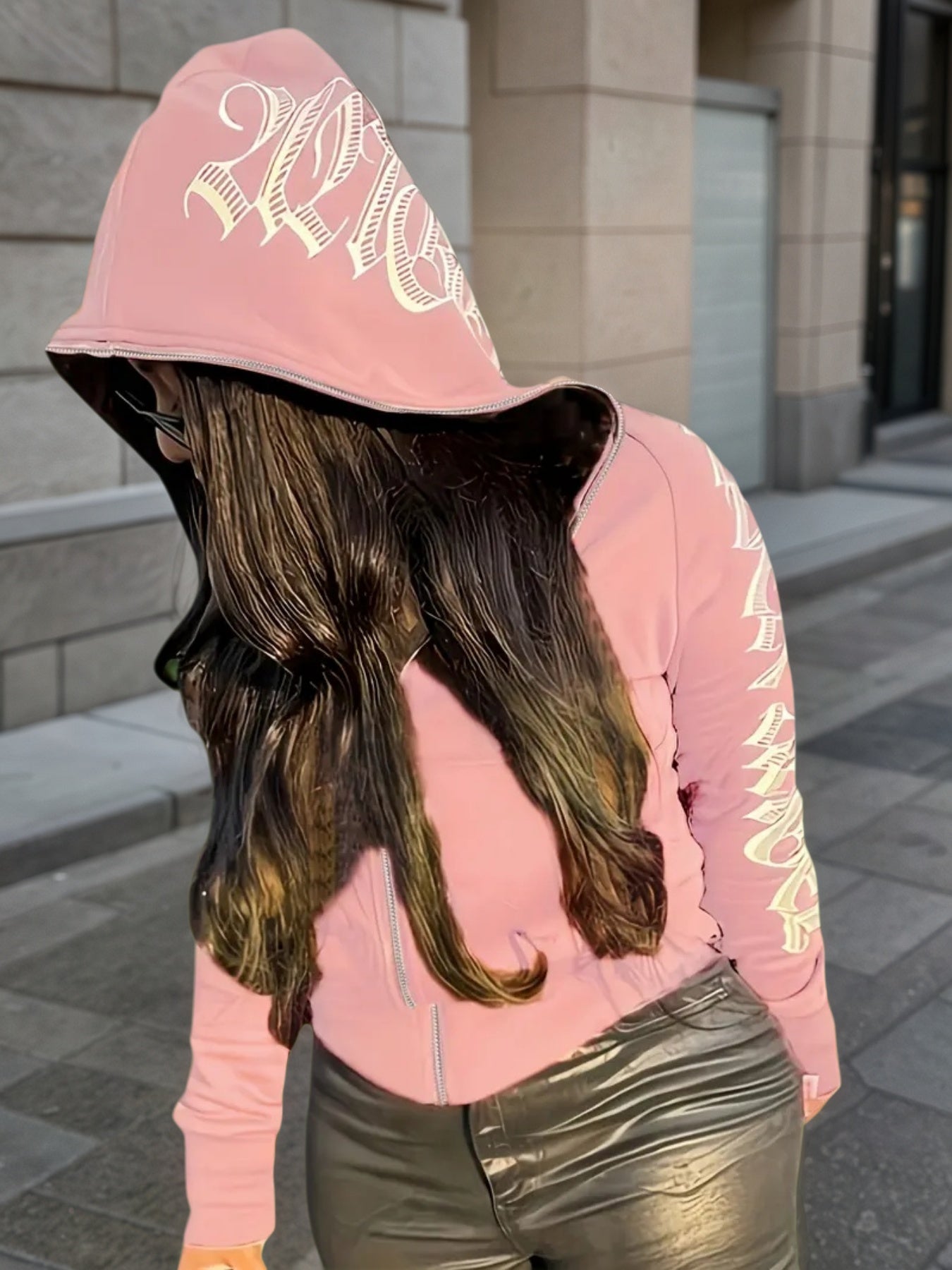 2025 New Letter Printed Long Sleeve Zipper Hoodie, Gothic Punk Hoodie - APEX