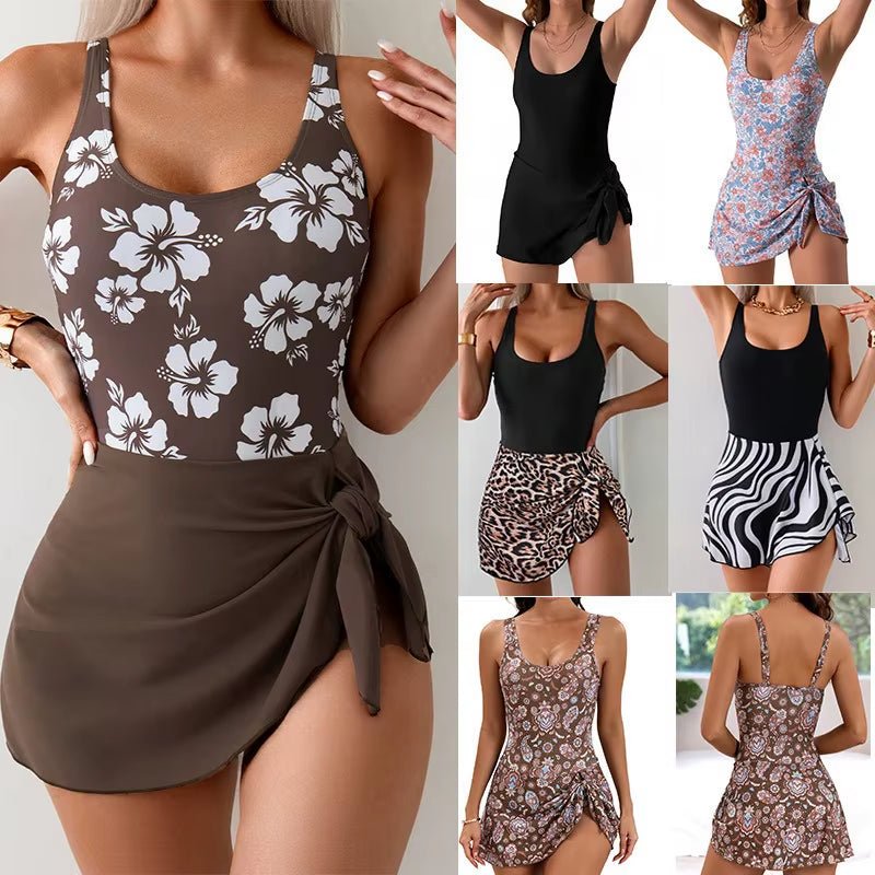 2025 New Women'S Printed One - Piece Dress - Style Swimsuit - Flattering Slimming Tummy Control Swimwear for Beach - APEX