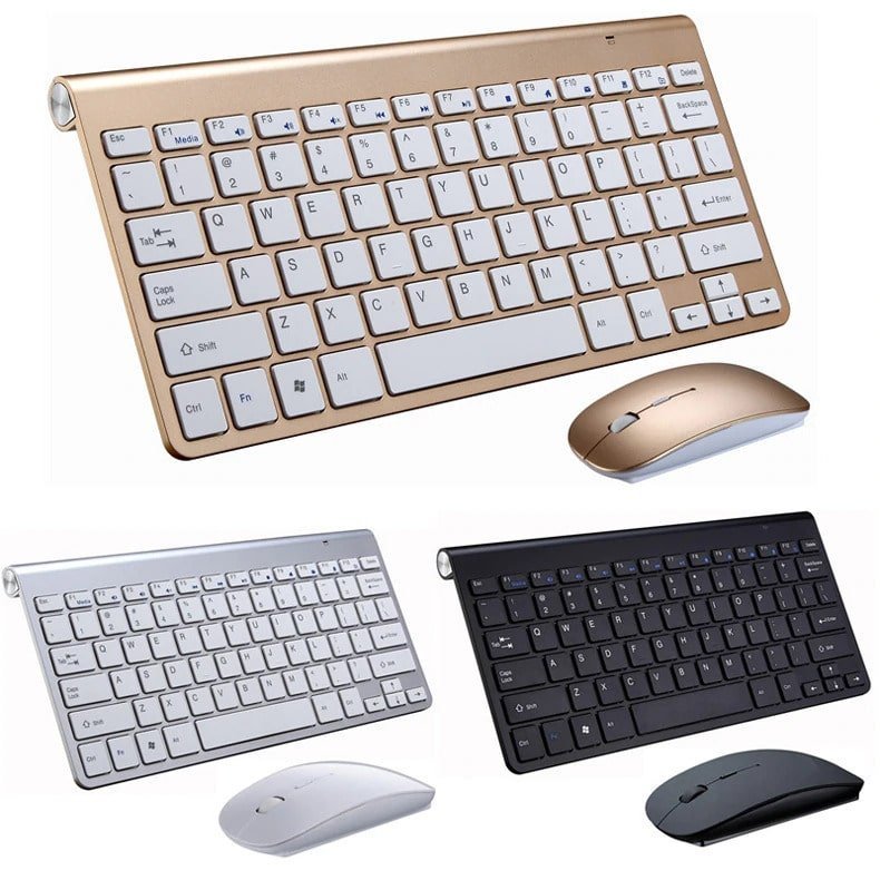 DC-THE CEO 2.4 GHz wireless mini keyboard with matching optical mouse on a white background.