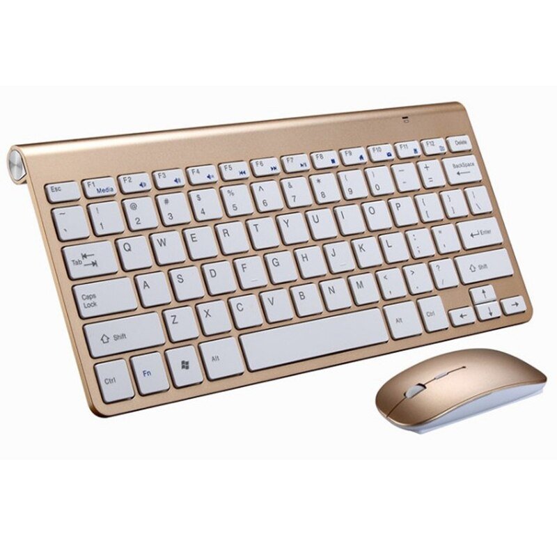 DC-THE CEO 2.4 GHz wireless mini keyboard and optical mouse set with sleek design and compact layout on a white background.