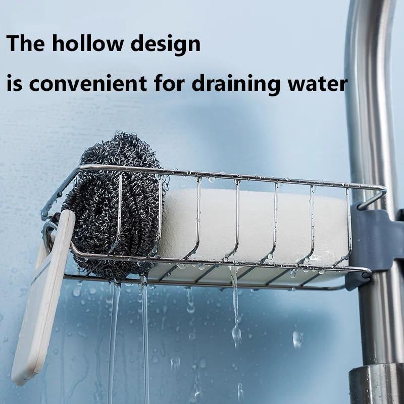 2Pcs Kitchen Sink Faucet Organizer, Adjustable Detachable Sponge Holder, Soap Kitchen Sink Drain Rack，Rustproof Stainless, Towel Hook Bathroom Universal - APEX