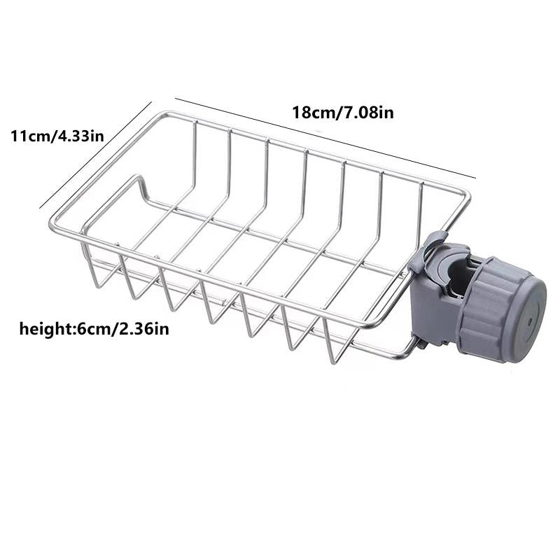 2Pcs Kitchen Sink Faucet Organizer, Adjustable Detachable Sponge Holder, Soap Kitchen Sink Drain Rack，Rustproof Stainless, Towel Hook Bathroom Universal - APEX