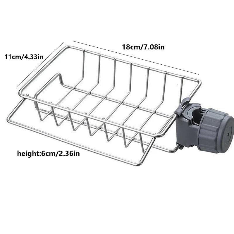 2Pcs Kitchen Sink Faucet Organizer, Adjustable Detachable Sponge Holder, Soap Kitchen Sink Drain Rack，Rustproof Stainless, Towel Hook Bathroom Universal - APEX