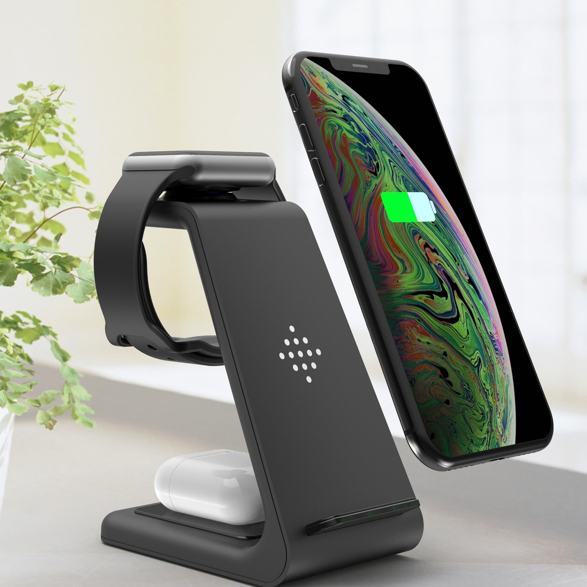 3 In 1 Fast Charging Station Wireless Charger Stand Wireless Quick Charge Dock For Phone Holder - APEX