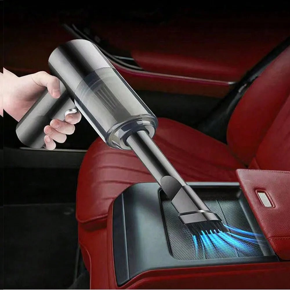 3-in-1 integrated vacuum cleaner with suction and blowing features, compact design for car and household use.