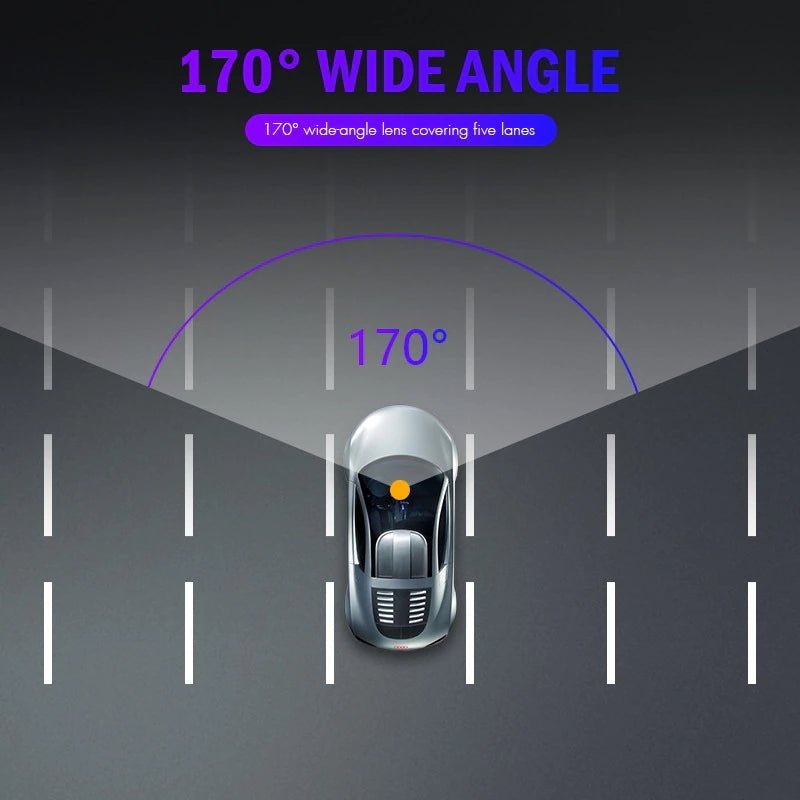 DC-THE CEO 3 in 1 rear view dual camera with Full HD night vision for cars, showing sleek design and camera lenses.