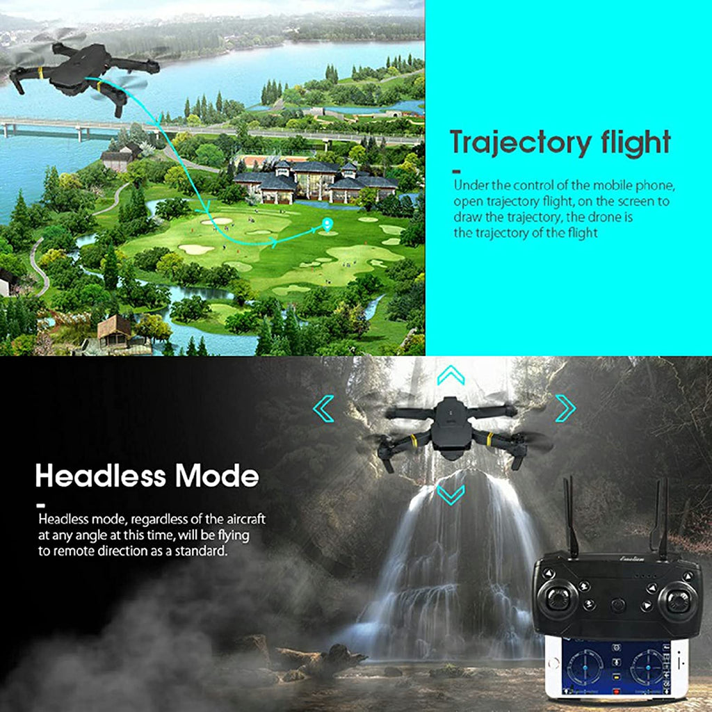 DC-THE CEO foldable quadcopter drone with 4K HD dual camera and wide-angle lens, showcasing its compact design.