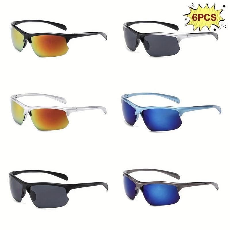 6 Pairs Unisex Lightweight Glasses Ideal for Sports Driving Cycling Fishing Hiking Skiing Leisure Commuting Daily Wear Comfortable Fashion Eyewear for Men Women Holiday Gift Halloween Christmas - APEX