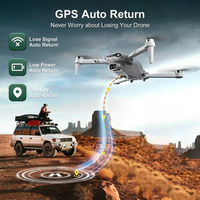 Aerial Drone 2025 F10 Pro with 4K UHD EIS Camera GPS 5G Wifi FPV Brushless Motors Optical Flow Smart Obstacle Avoidance Auto Return 360° Stunt Roll Dual Batteries - APEX