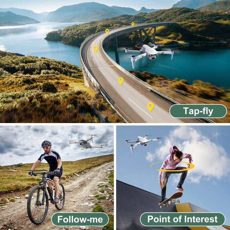 Aerial Drone 2025 F10 Pro with 4K UHD EIS Camera GPS 5G Wifi FPV Brushless Motors Optical Flow Smart Obstacle Avoidance Auto Return 360° Stunt Roll Dual Batteries - APEX