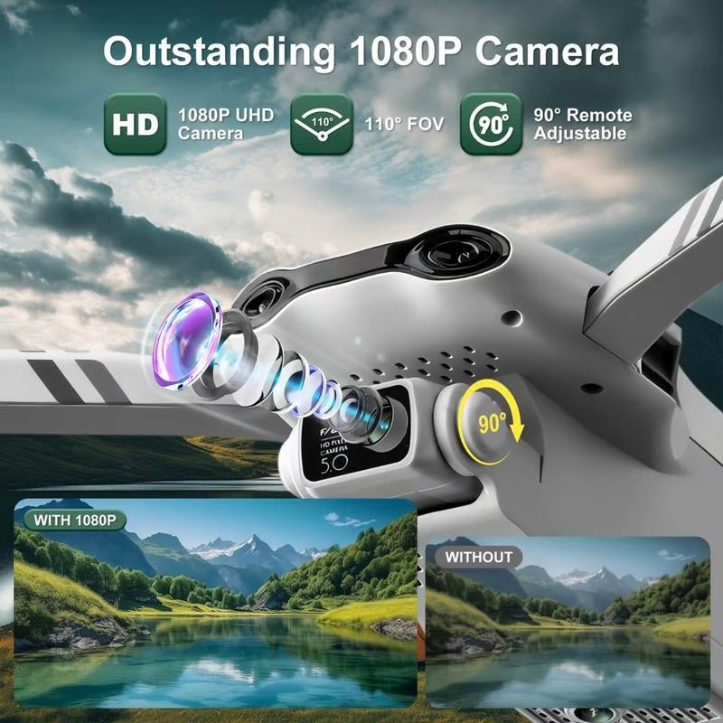 Aerial Drone 2025 F10 Pro with 4K UHD EIS Camera GPS 5G Wifi FPV Brushless Motors Optical Flow Smart Obstacle Avoidance Auto Return 360° Stunt Roll Dual Batteries - APEX