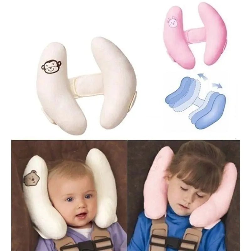 APEX baby travel head support pillow in soft fabric, designed for comfort and support during car trips or travel.