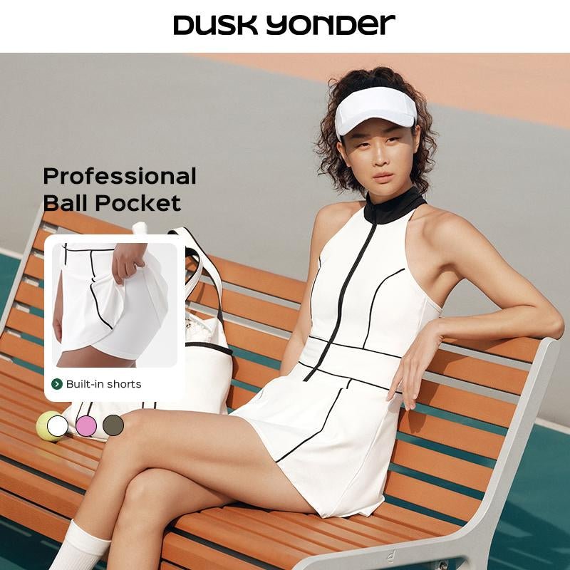 Backless Sleeveless Racerback Active Summer Dresses for Women 2025, Removable Pads Breathable Stretch Fabric Dresses for Tennis Athletic Golf Yoga Workout Running, Women'S Sports & Outdoor Clothing Tennis Skorts Butterfly Comfortable Fashionable Skirt - APEX