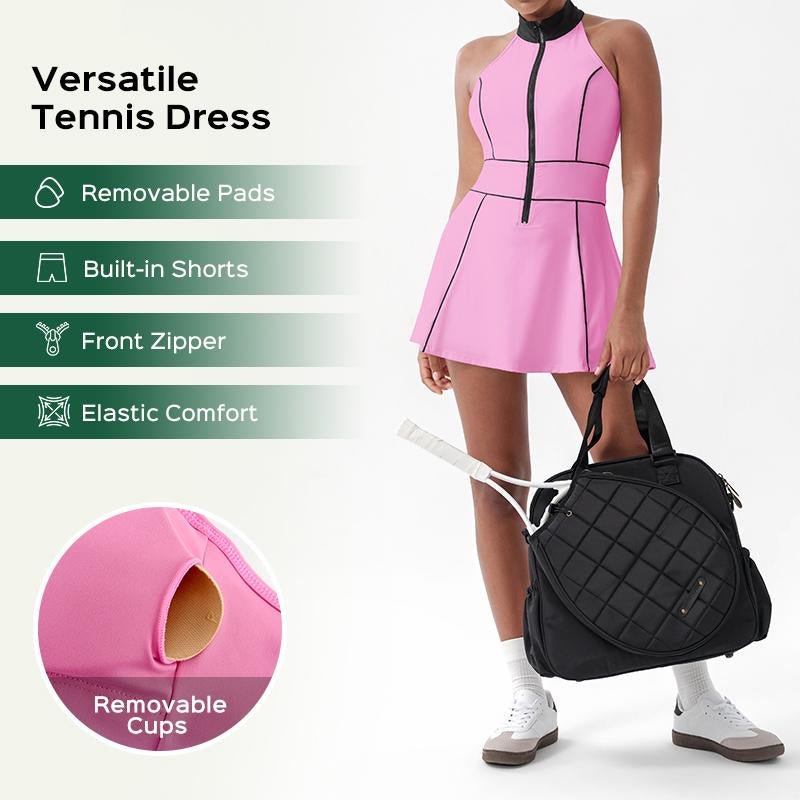 Backless Sleeveless Racerback Active Summer Dresses for Women 2025, Removable Pads Breathable Stretch Fabric Dresses for Tennis Athletic Golf Yoga Workout Running, Women'S Sports & Outdoor Clothing Tennis Skorts Butterfly Comfortable Fashionable Skirt - APEX