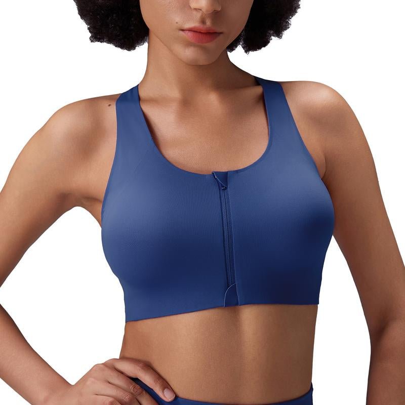 Baleaf Sweatleaf Women‘’S Zip Front Closure Sports Bras Racerback Padded High Impact Yoga Workout Running Bra Activewear Pushupbra Underwear - APEX