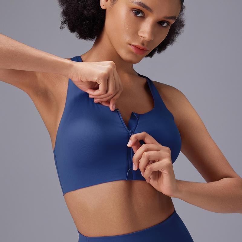 Baleaf Sweatleaf Women‘’S Zip Front Closure Sports Bras Racerback Padded High Impact Yoga Workout Running Bra Activewear Pushupbra Underwear - APEX