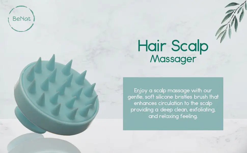 APEX hair scalp massager with soft bristles, ergonomic design for soothing scalp and stimulating hair follicles.