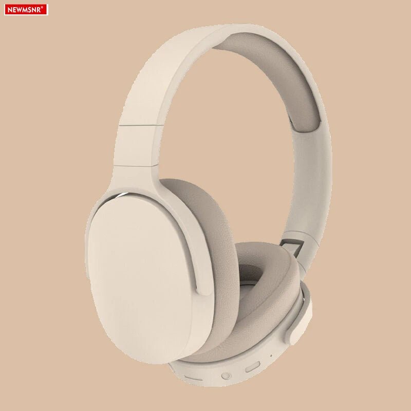 NEWMSNR wireless Bluetooth 5.3 over-ear headphones with HD mic and AUX input, designed for sports and music enjoyment.